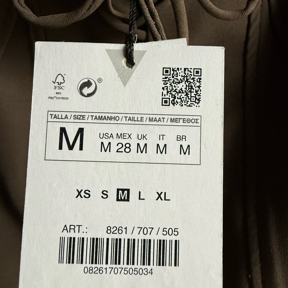 Zara Brown Tie Front Pencil Mini Skirt Casual - Picture 4 of 4